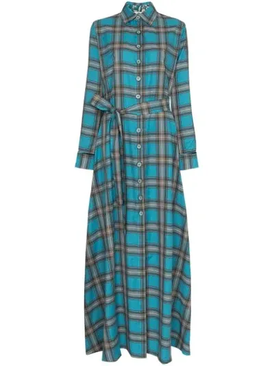 Evi Grintela Valerie Check Maxi Dress In Blue