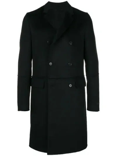 Prada Double Breasted Peacoat In Black