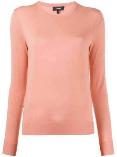 Theory Crew Neck Pullover In Pink