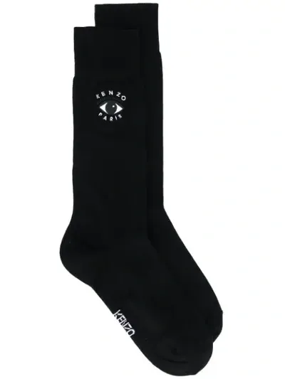 Kenzo Embroidered Logo Socks In Black