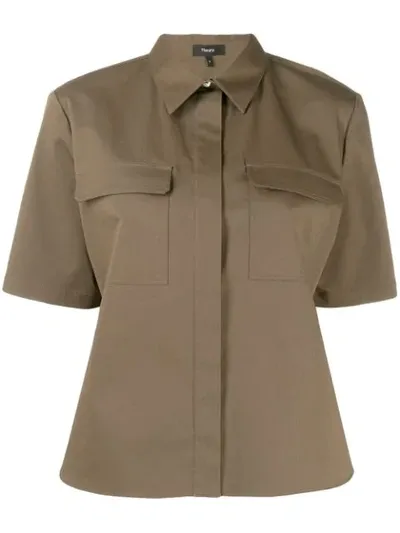 Theory Collared Shirt In Green