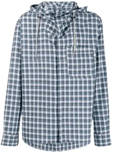 Lanvin Checked Hybrid Hoodie Shirt In Blue