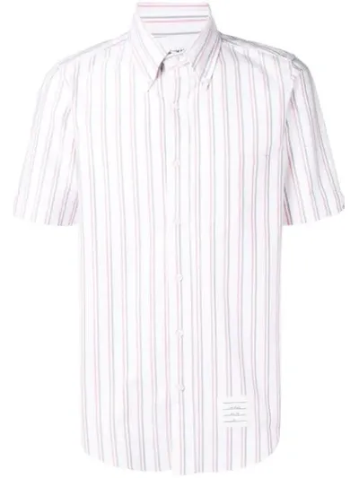 Thom Browne Center-back Rwb Tricolor Oxford Shirt In White