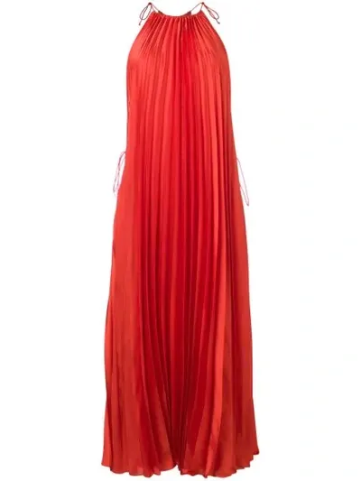 Stella Mccartney Pleated Max Halter Dress In Orange