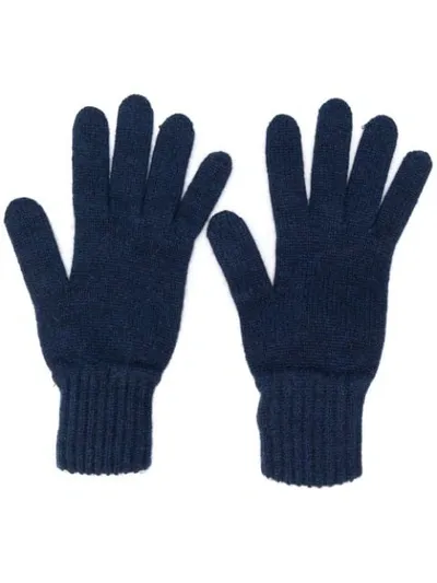 Pringle Of Scotland Gloves With Ribbed Details In Blue