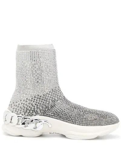 Casadei Studded Sock Sneakers In Grey