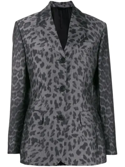 Prada Leopard-print Jacket In Nero