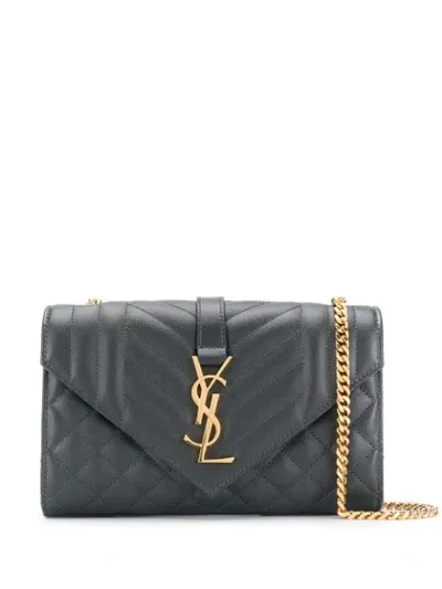 Saint Laurent Women's Small Envelope Monogram Matelassé Leather Shoulder Bag In Nero