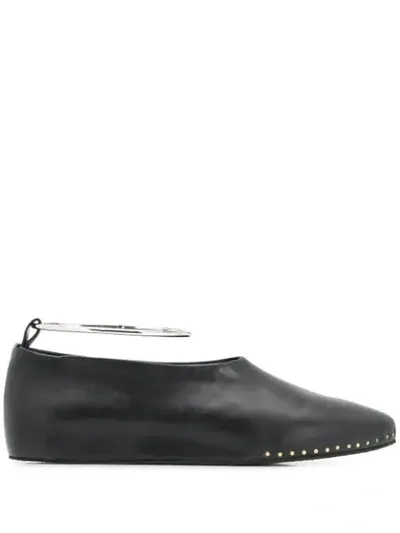 Jil Sander Studded Ballerina Shoes In Black