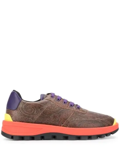 Etro Contrast Sole Sneakers In Brown