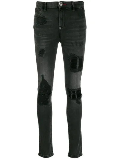 Philipp Plein Distressed Skinny Jeans In Grey