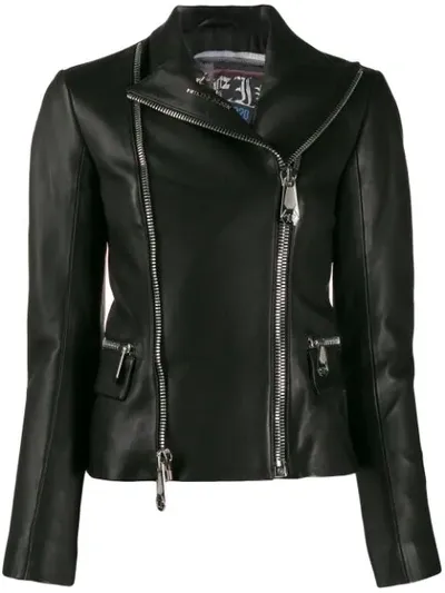 Philipp Plein Statement Biker Jacket In Black