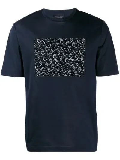 Giorgio Armani Embroidered Logo T-shirt In Blue