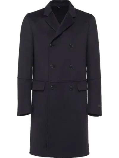 Prada Double Breasted Coat In Black