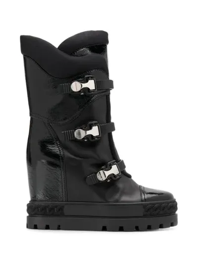 Casadei Platform Wedge Boots In Black