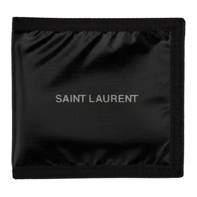 Saint Laurent Logo-print Technical-ripstop Bi-fold Wallet In Black