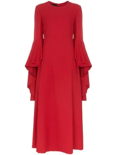 Giambattista Valli Ruffle Sleeve Maxi Dress In Red