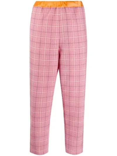 Marni Plaid Cropped Trousers In Red