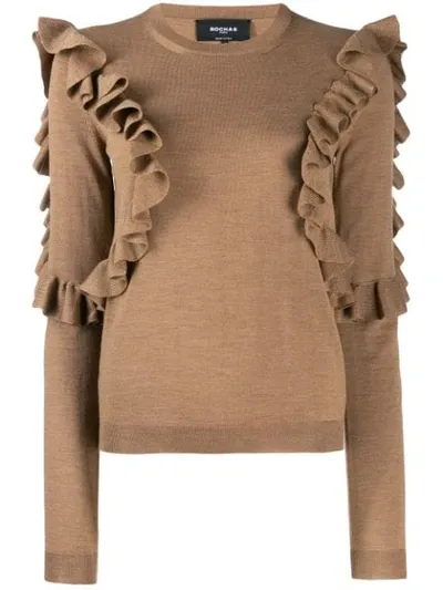 Rochas Ruffled Sweatshirt In Neutrals