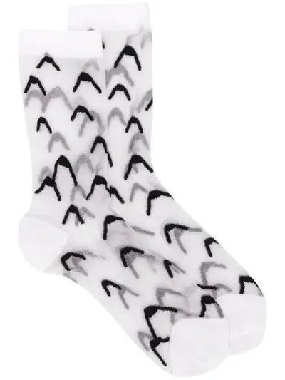 Henrik Vibskov Mountain Top Print Socks In 841/119 White Mountain