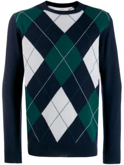 Pringle Of Scotland Argyle Knit Sweater In Blue