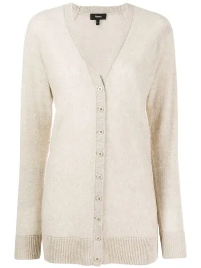 Theory Knitted Cashmere Cardigan In Neutrals