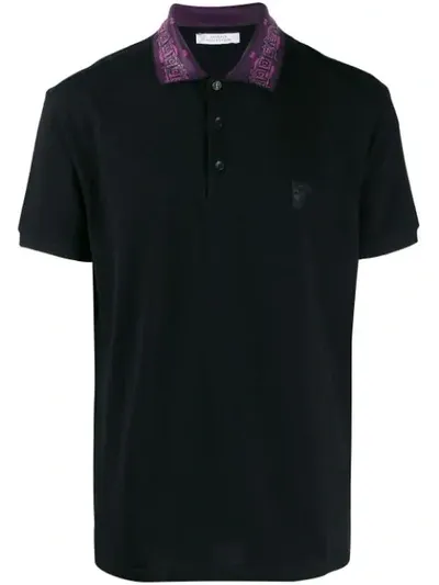 Versace Medusa Detail Polo Shirt In Black