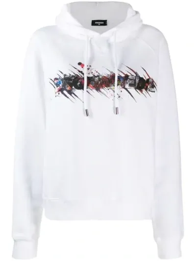 Dsquared2 Covered Logo Hoodie In White