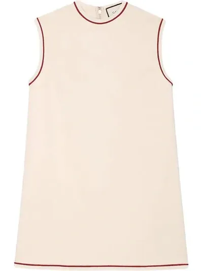 Gucci Piped Stretch Cady Tunic Top In White