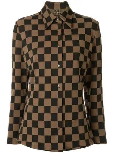 Pre-owned Fendi Checked Slim Shirt In Brown