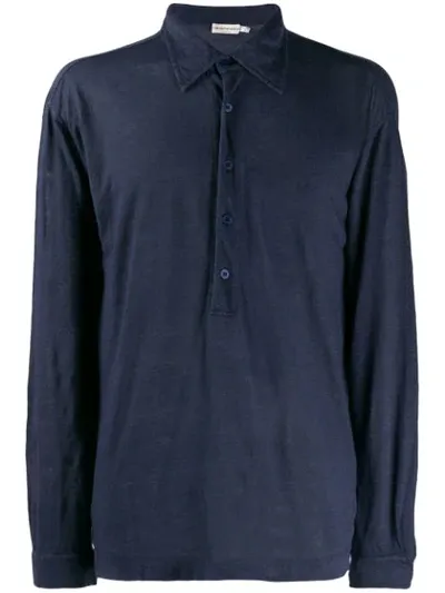 Pre-owned Giorgio Armani 1990's Longsleeved Polo Shirt In Blue