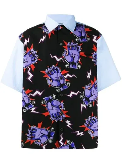 Prada Two Tone Printed Shirt In Blue