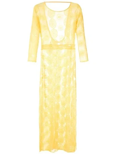 Brigitte Sheer Maxi Beach Dress In Yellow