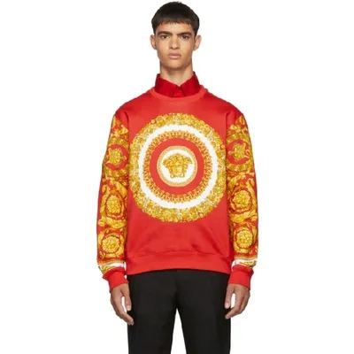 Versace Medusa Print Sweatshirt In Red