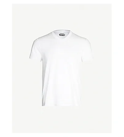 Tom Ford Logo-embroidered Cotton-jersey T-shirt In White