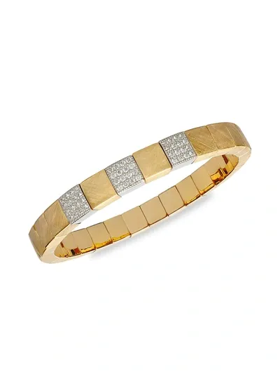 Roberto Demeglio 18k Yellow & White Matte Gold Scacco Stretch Bracelet With Diamonds In Yellow Gold