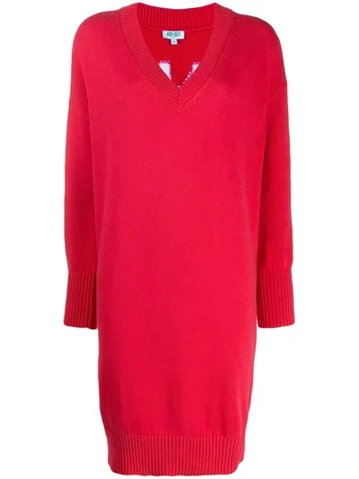 Kenzo Logo Sweater Dress In Red