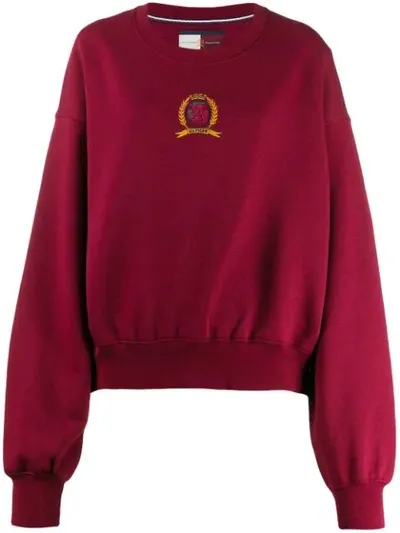 Tommy Hilfiger Embroidered Logo Sweatshirt In Maroon