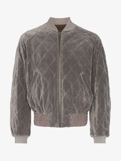 Haider Ackermann Quilted Velvet Bomber Jacket In Grey