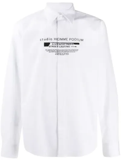 Givenchy Printed Slogan Poplin Shirt In White