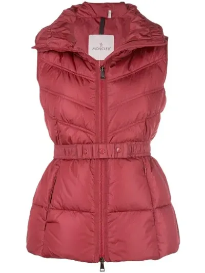 Moncler Aigre Semi-fit Puffer Vest In Red