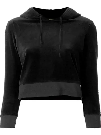 Juicy Couture Cropped Velvet Hoodie In Black