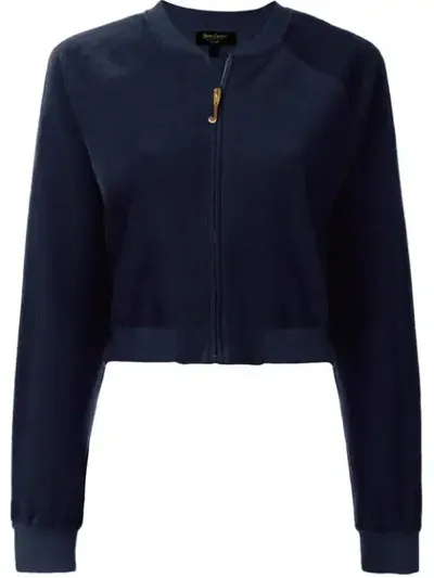 Juicy Couture Velvet Cropped Jacket In Blue