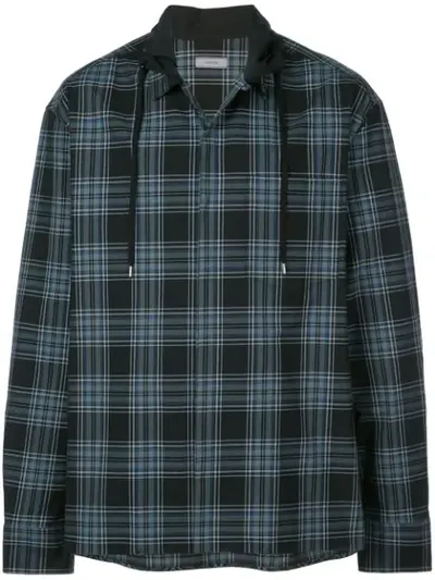 Lanvin Drawstring Collar Boxy Shirt In Blue