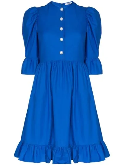 Batsheva Prairie Ruffled Mini Dress In Blue