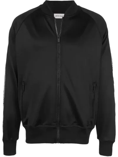 Palm Angels Sleek Varsity Track Jacket In Black