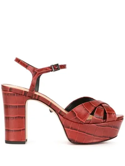 Schutz Croc Platform Sandals In Brown