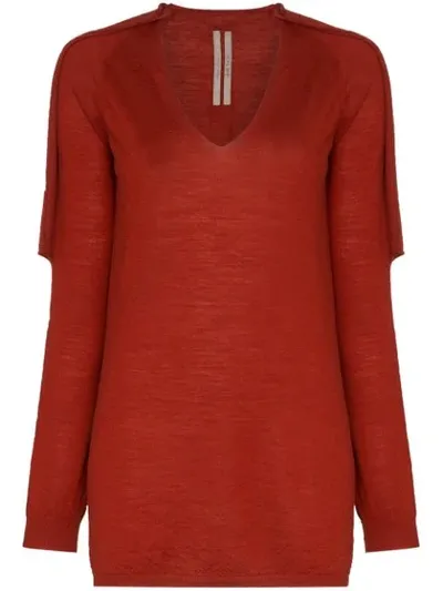 Rick Owens Knitted Distressed Jumper In Red