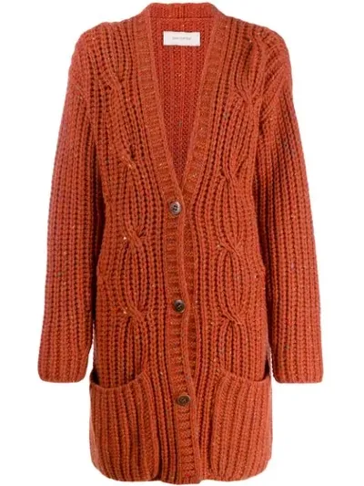 Gentry Portofino Chunky Knit Cardigan In Orange