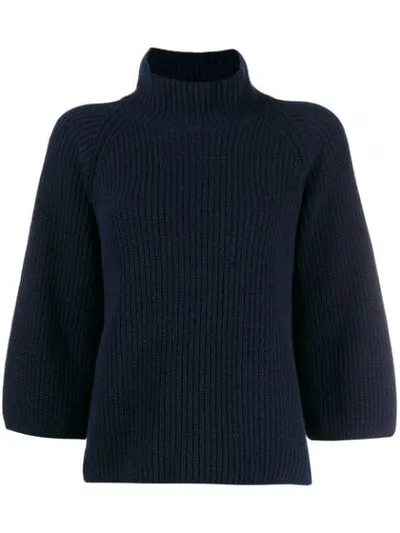 Gentry Portofino Funnel Neck Jumper In Blue